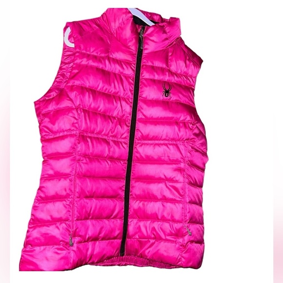 Spyder Puffer Vest Women’s Pink Prymo 500 Down Filled Mock Neck ski outerwear XL - Picture 4 of 11